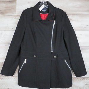 Tommy Hilfiger* Women's‎ Fully Lined Wool Blend Zipper/Button Closure Coat~ XL